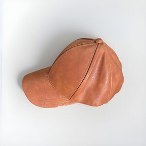 Brown Leather Baseball Cap Hat, Mens, Womans,  Adjustable Faux Leather Vegan